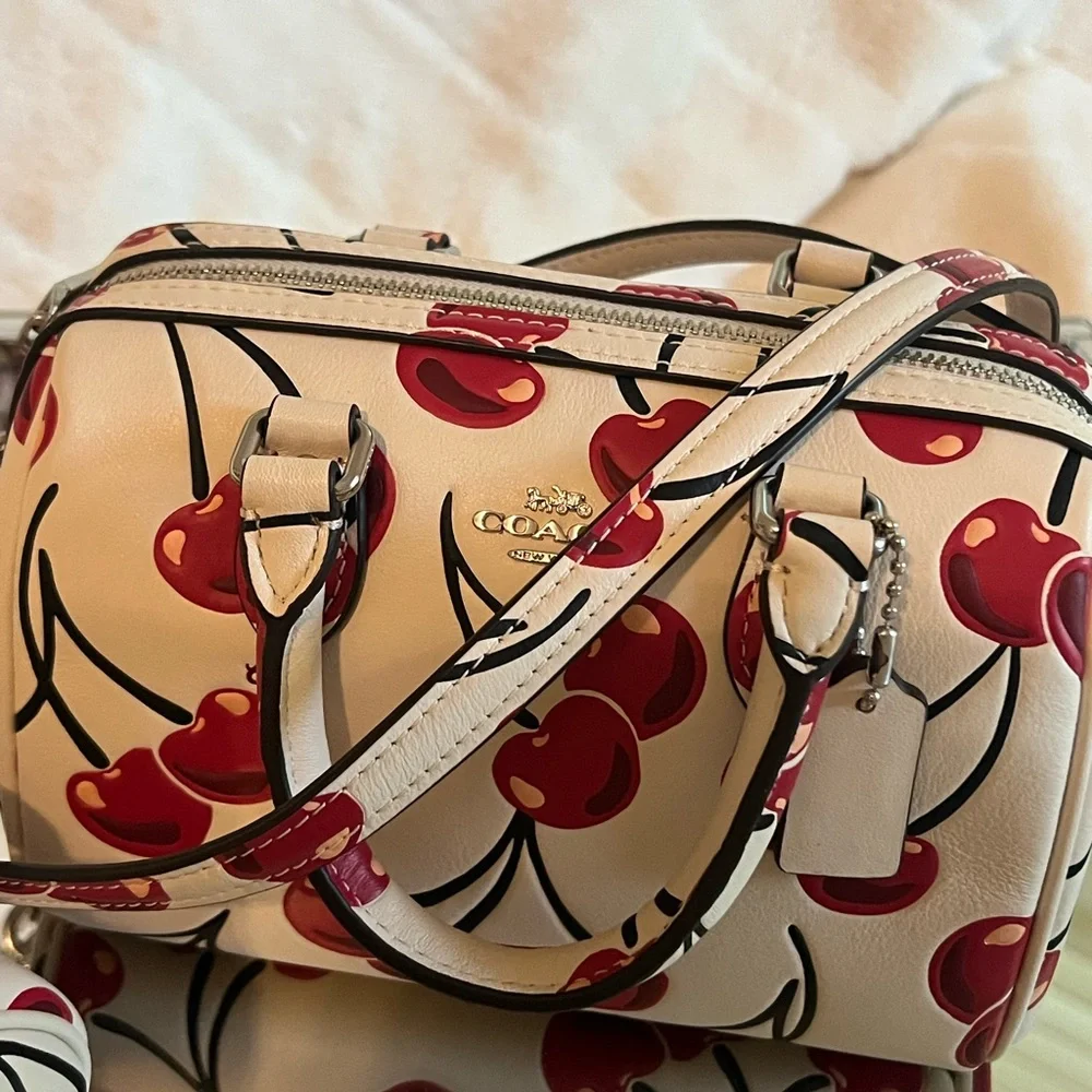 Coach Cream and Red Satchel Set with Cherry Print - Picture 7 of 11